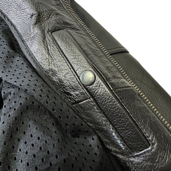 Wilsons Leather Open Road Black Motorcycle Jacket Coat Moto Biker Size L Zippers - Picture 12 of 12